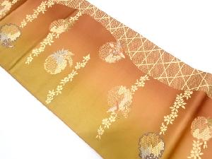 雪輪に花喰い鳥・籠目模様織り出し袋帯